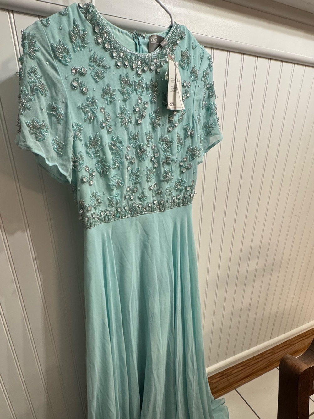ASOS Mint Beaded Embellished Evening Dress